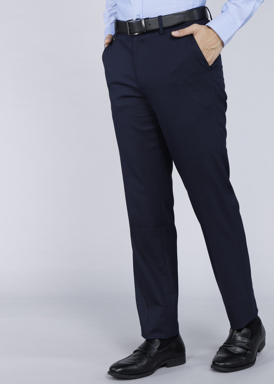 Image of VAN HEUSEN Slim Fit Men Light Blue Trousers