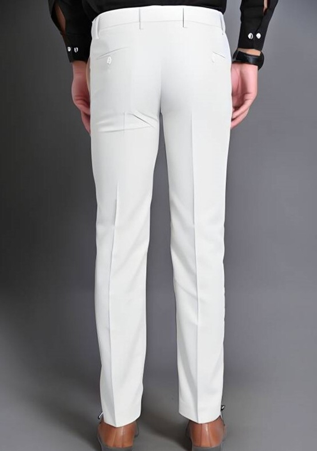 Image of Fabkrave Slim Fit Men White Trousers