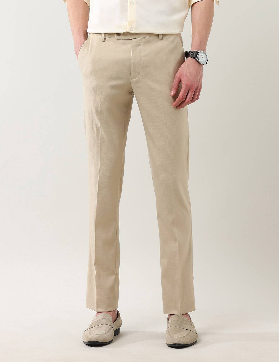 ARROW Regular Fit Men Beige Trousers