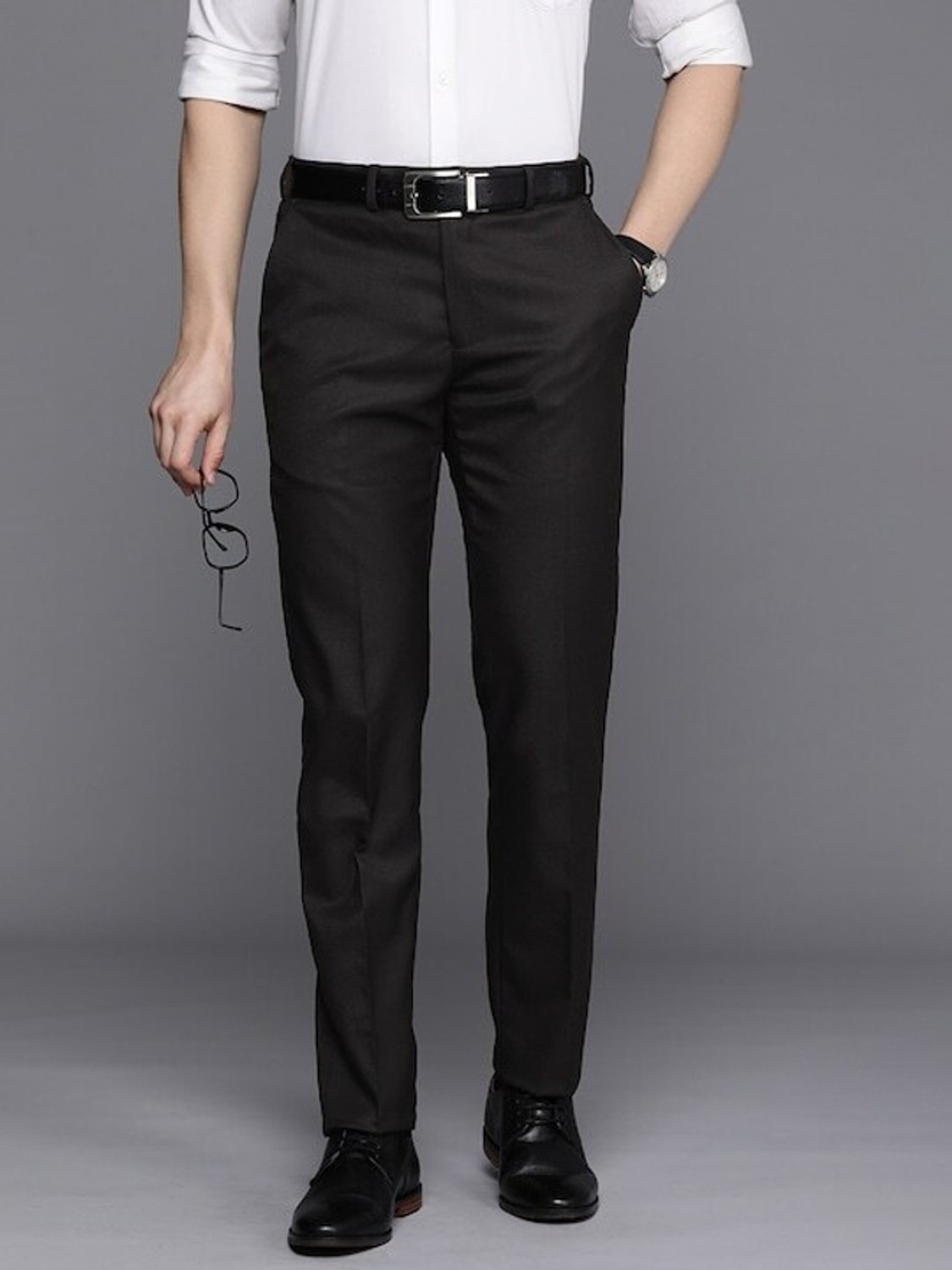 Image of Raymond Slim Fit Men Brown Trousers