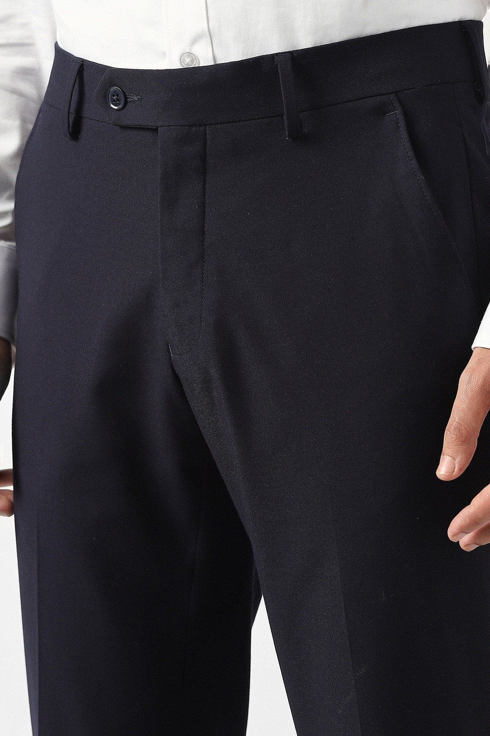 Image of VAN HEUSEN Slim Fit Men Dark Blue Trousers