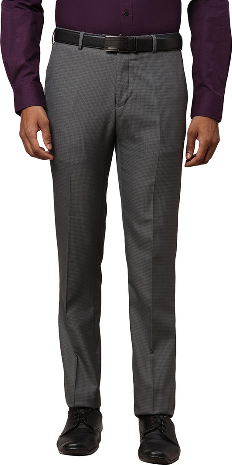 Image of Raymond Slim Fit Men Grey Trousers