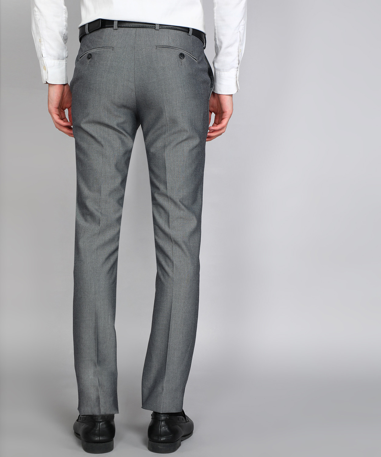 Image of Raymond Slim Fit Men Grey Trousers