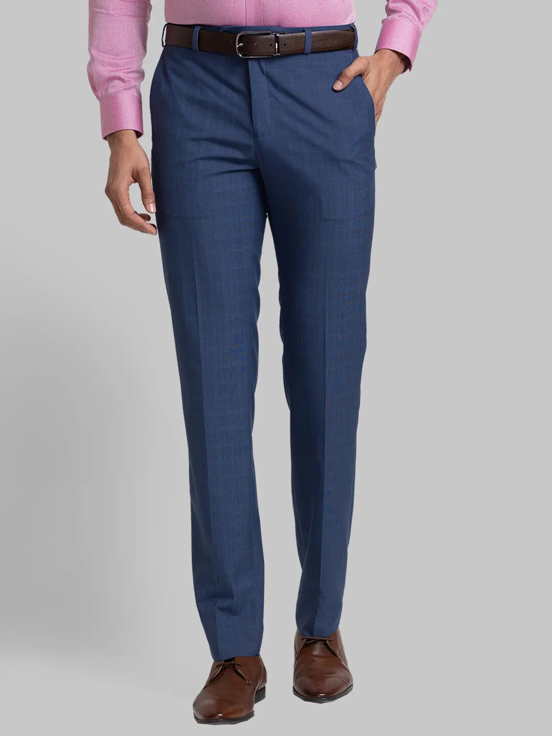 Image of Raymond Regular Fit Men Blue Trousers