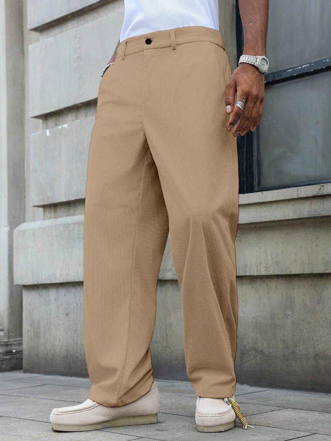 Rajovati Men Cream Trousers Regular Fit - Image 4