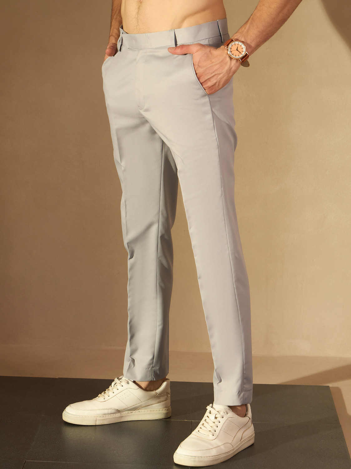 Image of DENNISON Tapered Men Grey Trousers