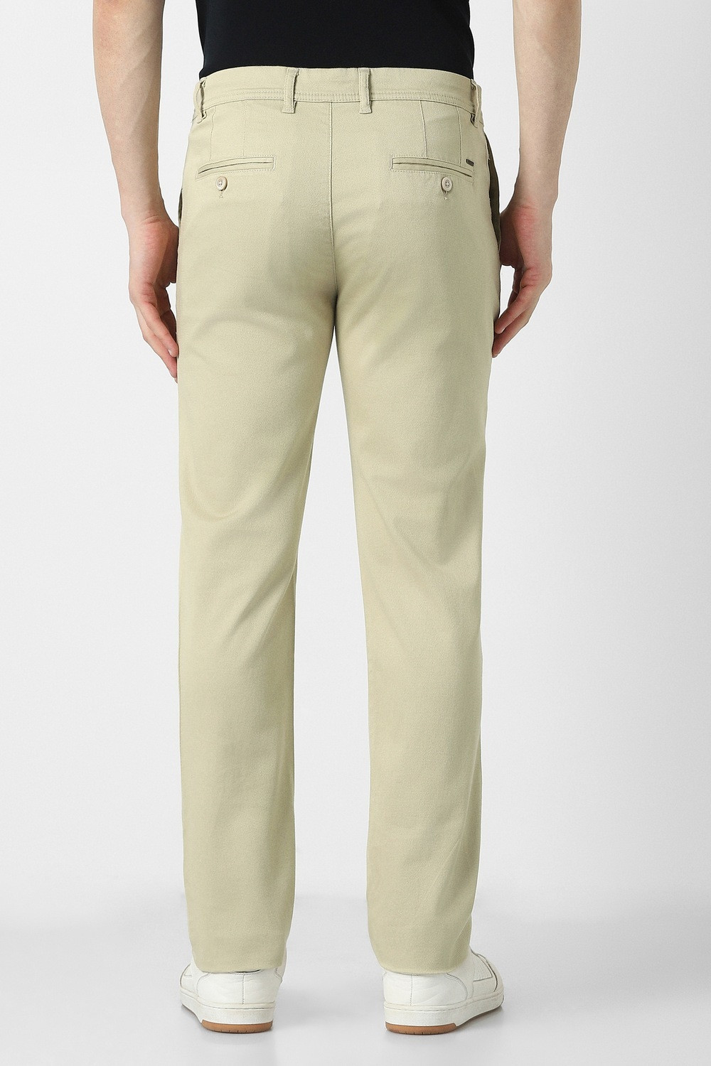 Image of PETER ENGLAND Slim Fit Men Green Trousers