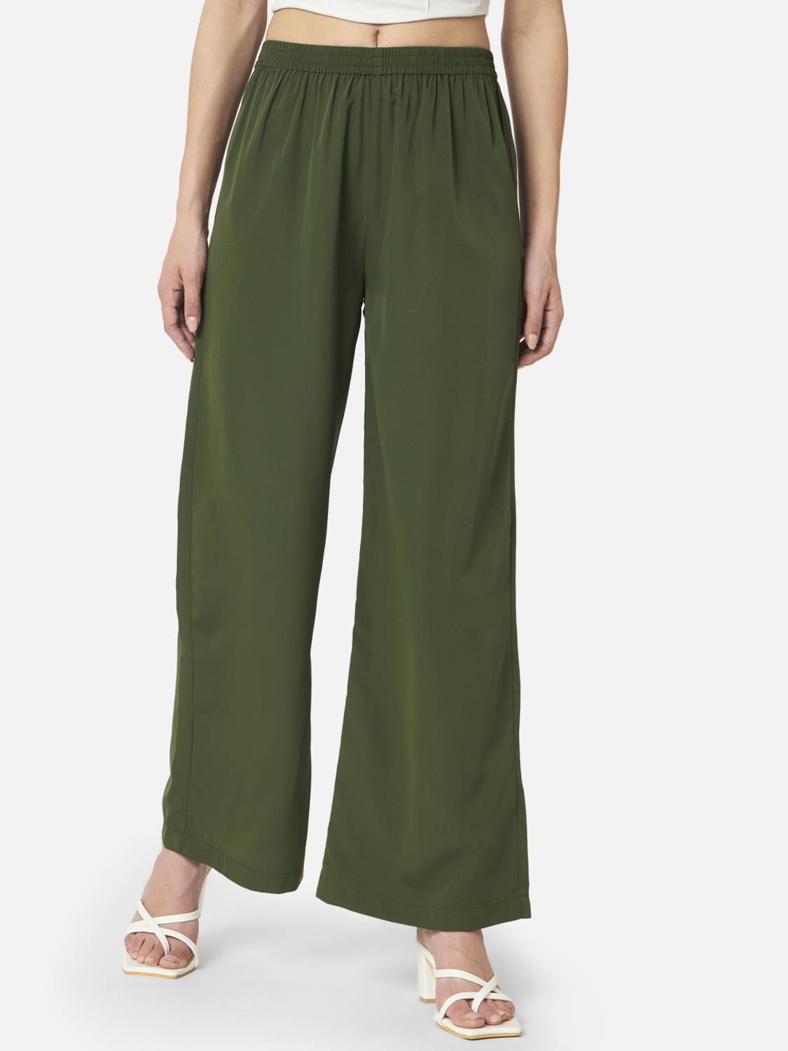 OTIRA Straight Fit Women Dark Green Trousers