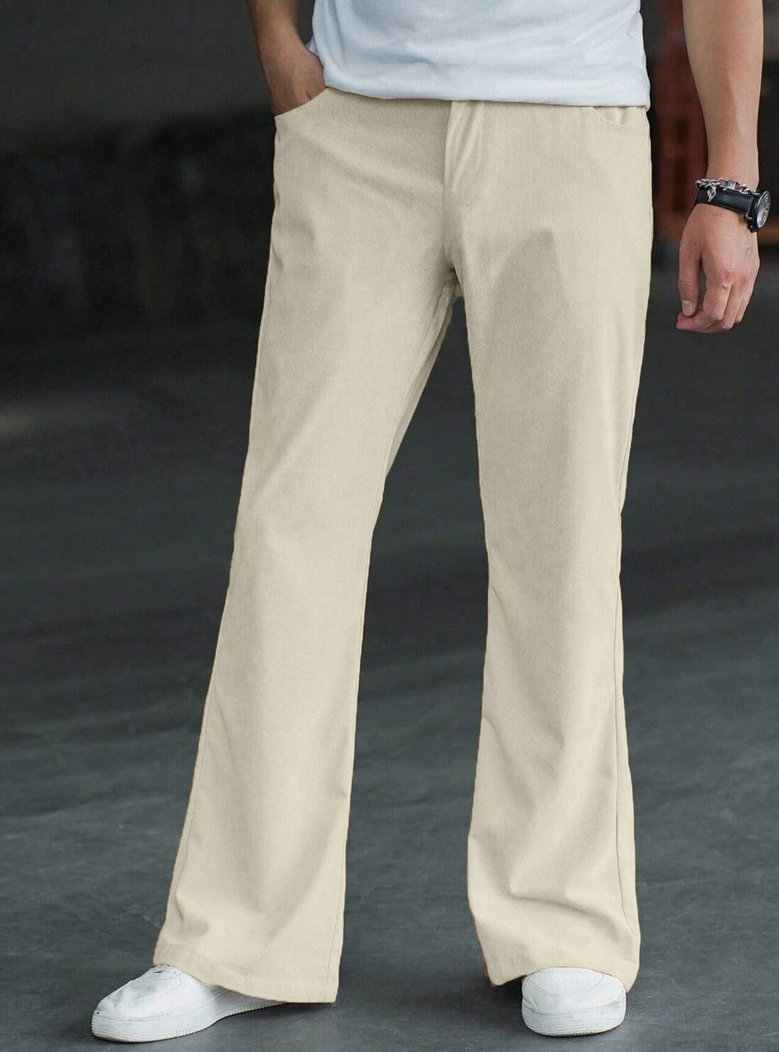 Image of Plus91 Loose Fit Men Beige Trousers