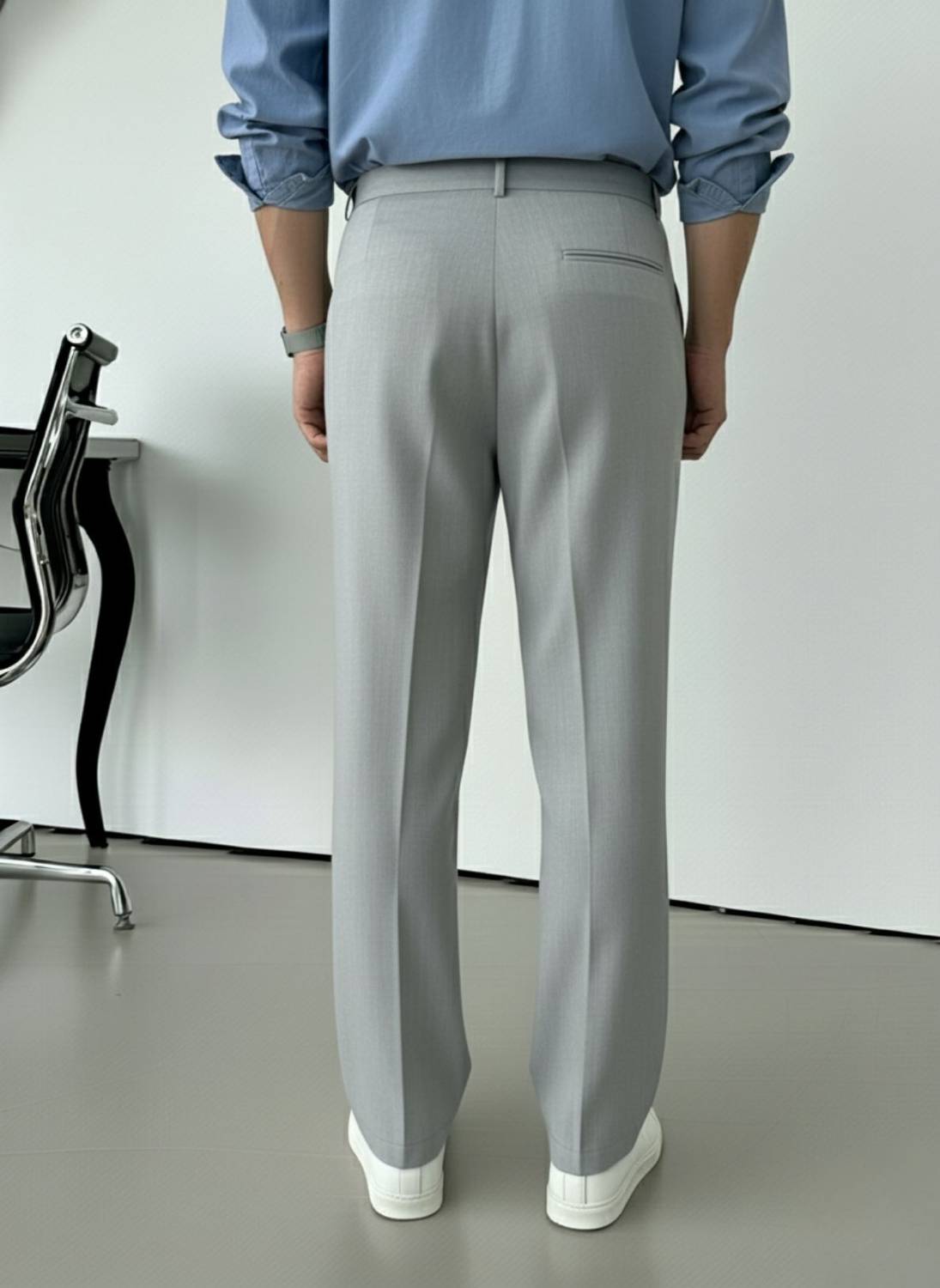 INDICLUB Relaxed Men Silver Trousers - Image 2