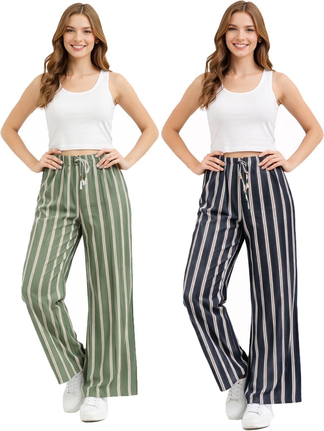 100LUCK Loose Fit Girls Grey, Pink Trousers