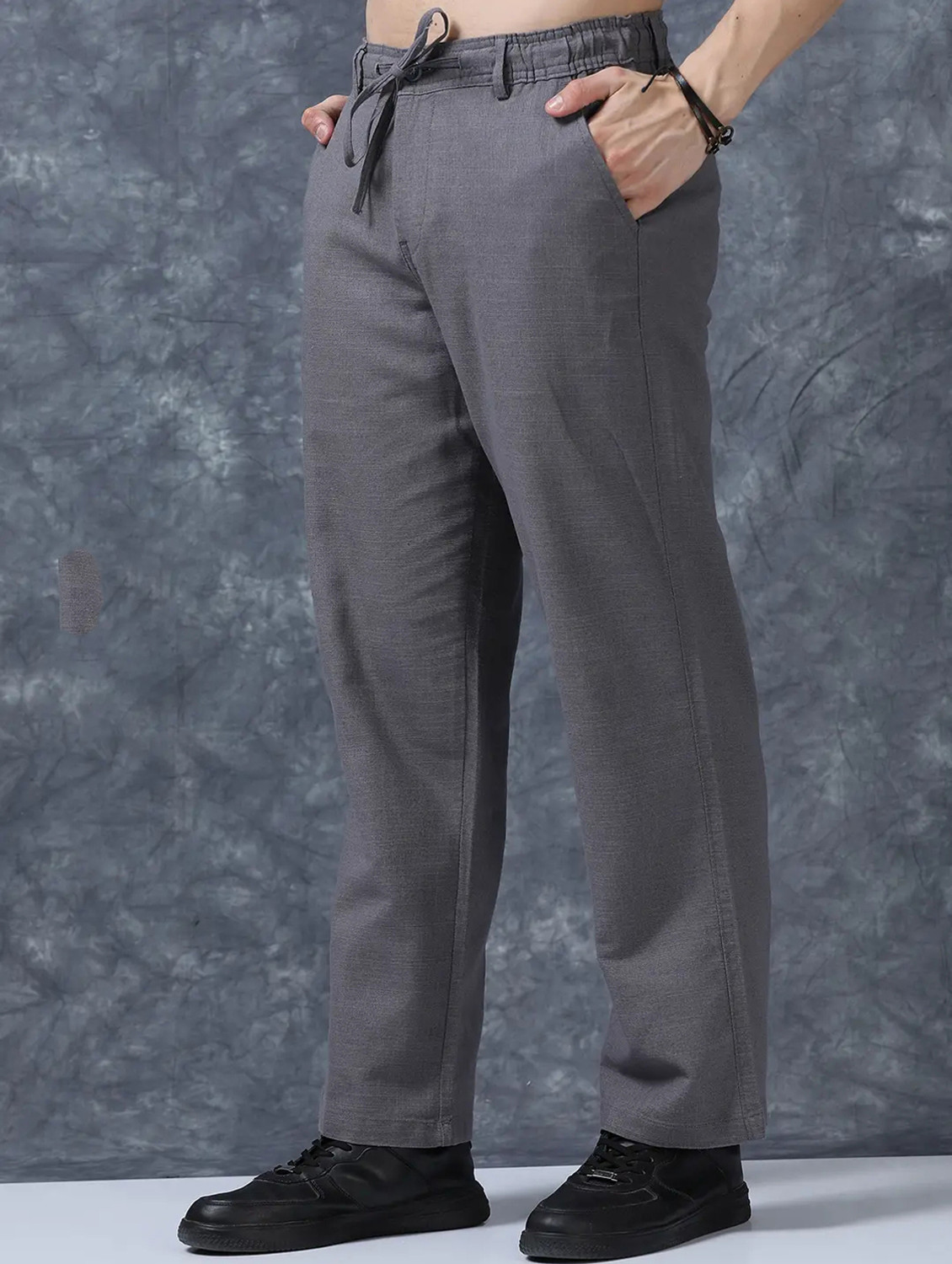 Image of FUBAR Slim Fit Men Grey Trousers