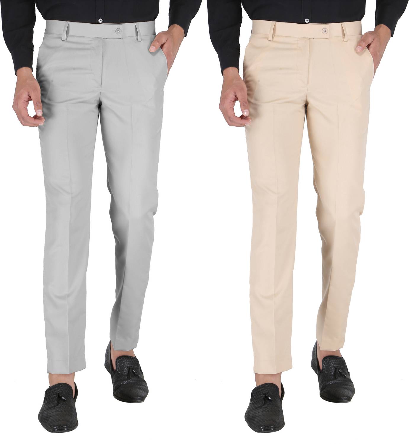 SEVEN HUNTERS Regular Fit Men Grey, Beige Trousers