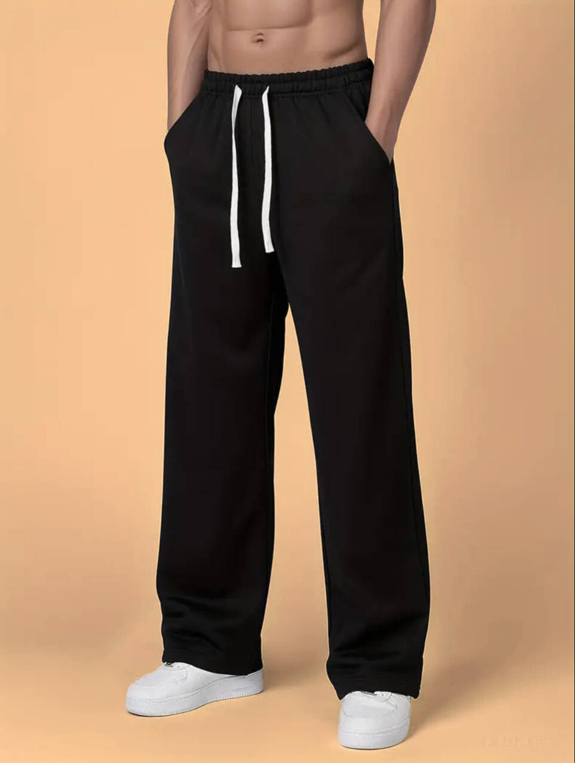 Image of WEVOK WEAR Relaxed Men Black Trousers