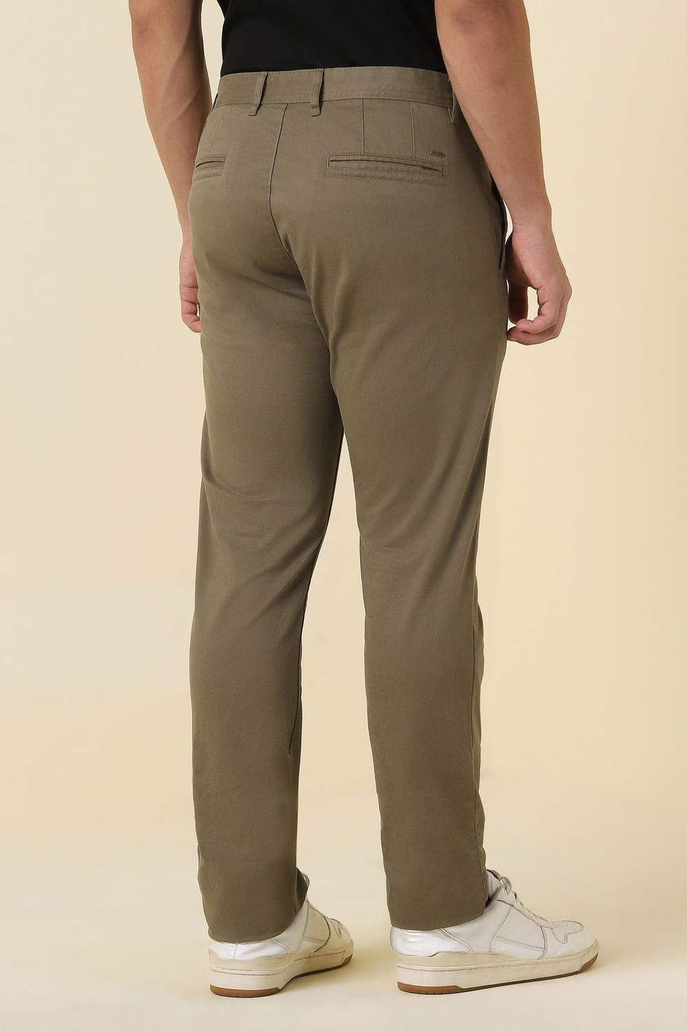 Image of Allen Solly Slim Fit Men Khaki Trousers