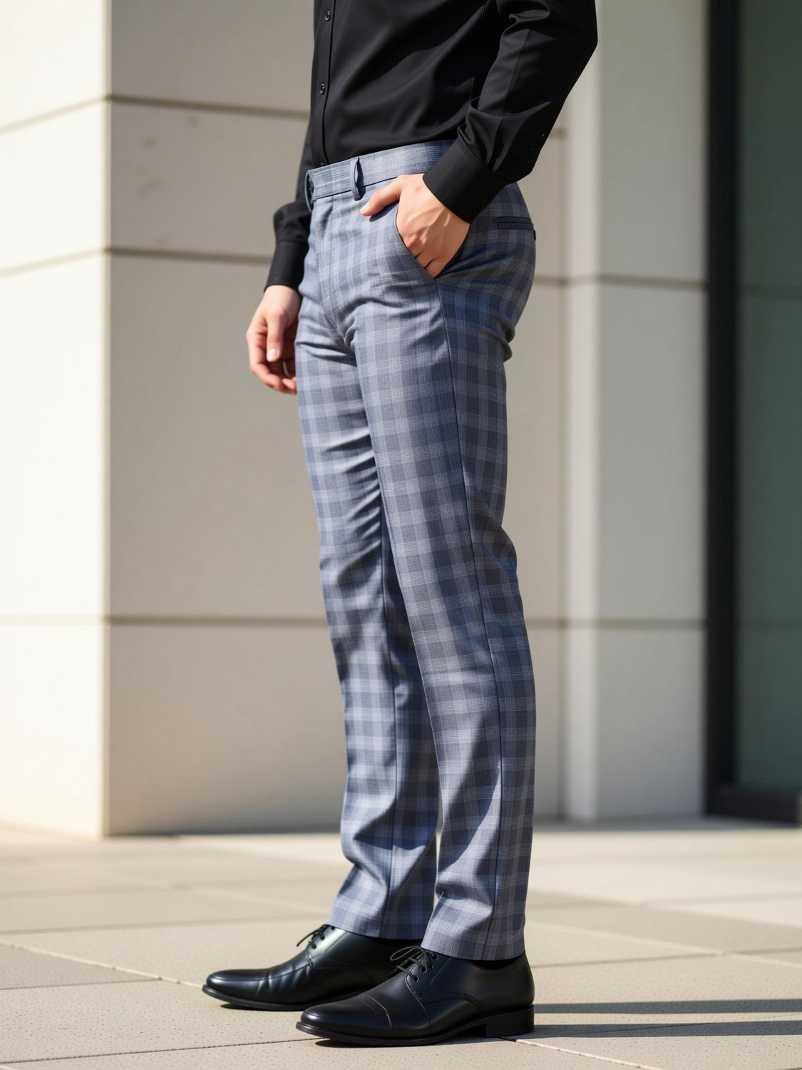 Image of SYLZON Slim Fit Men Grey Trousers
