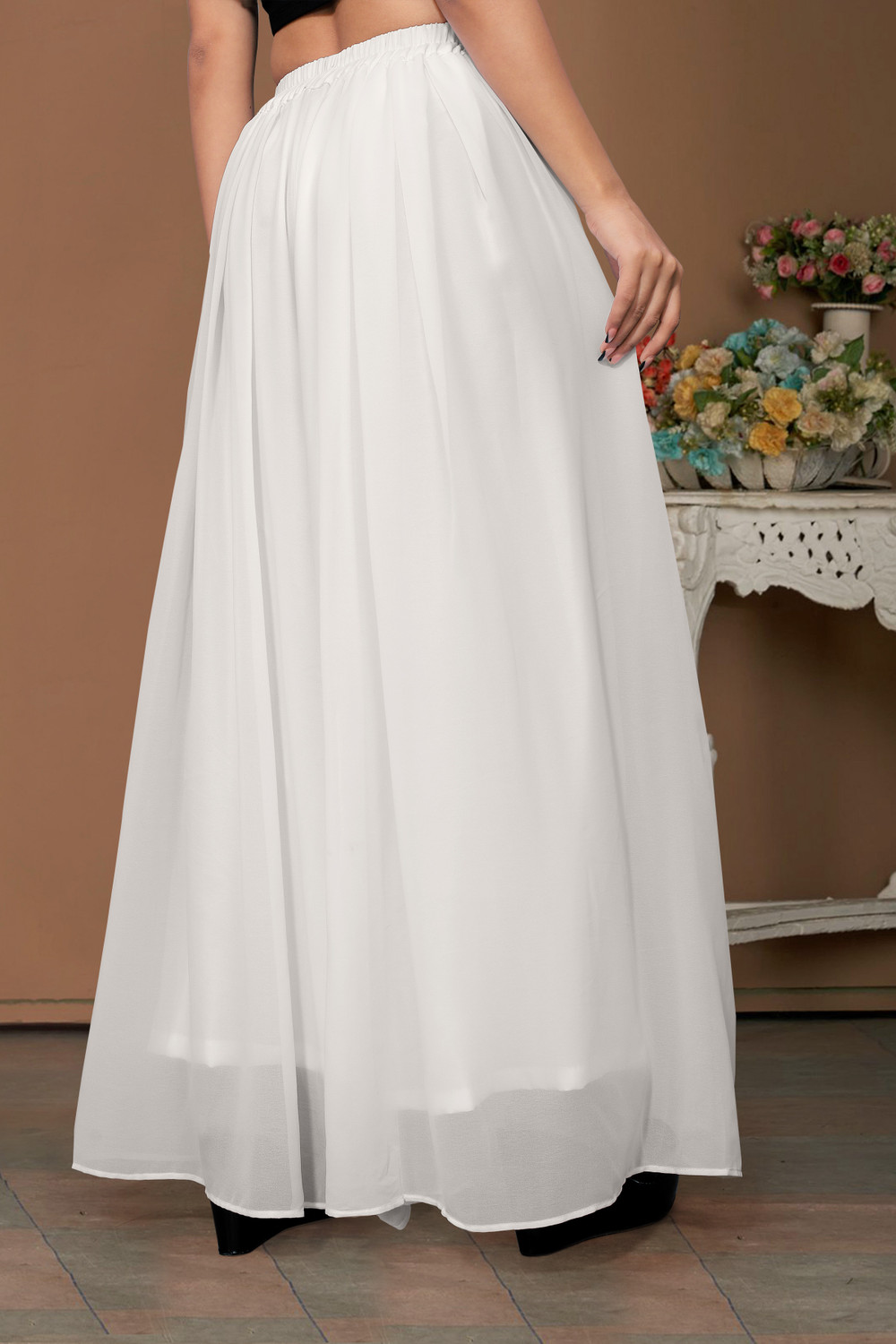 Image of Anti Wrinkle Designer Flared Women White Trousers
