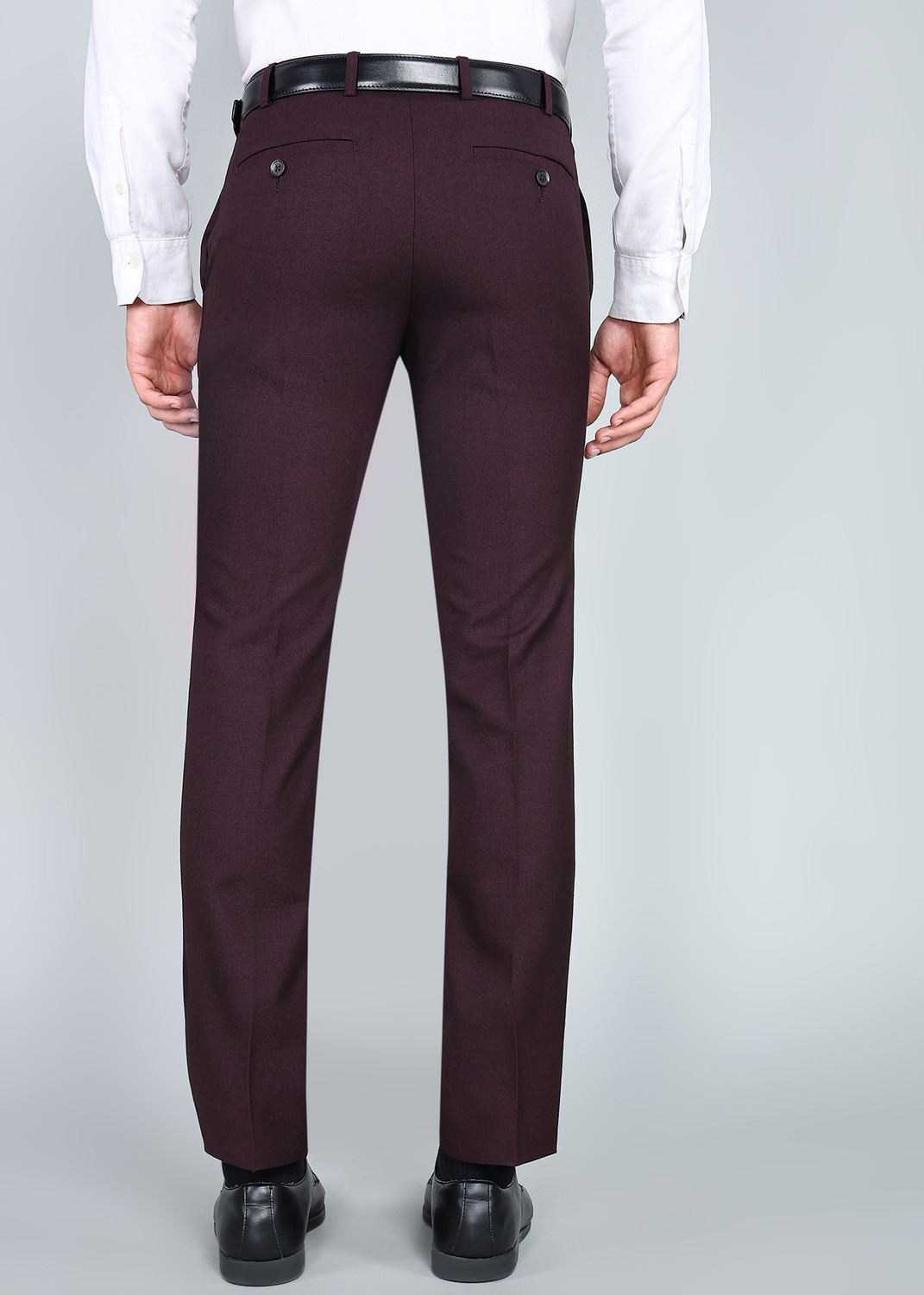Image of Raymond Slim Fit Men Maroon Trousers