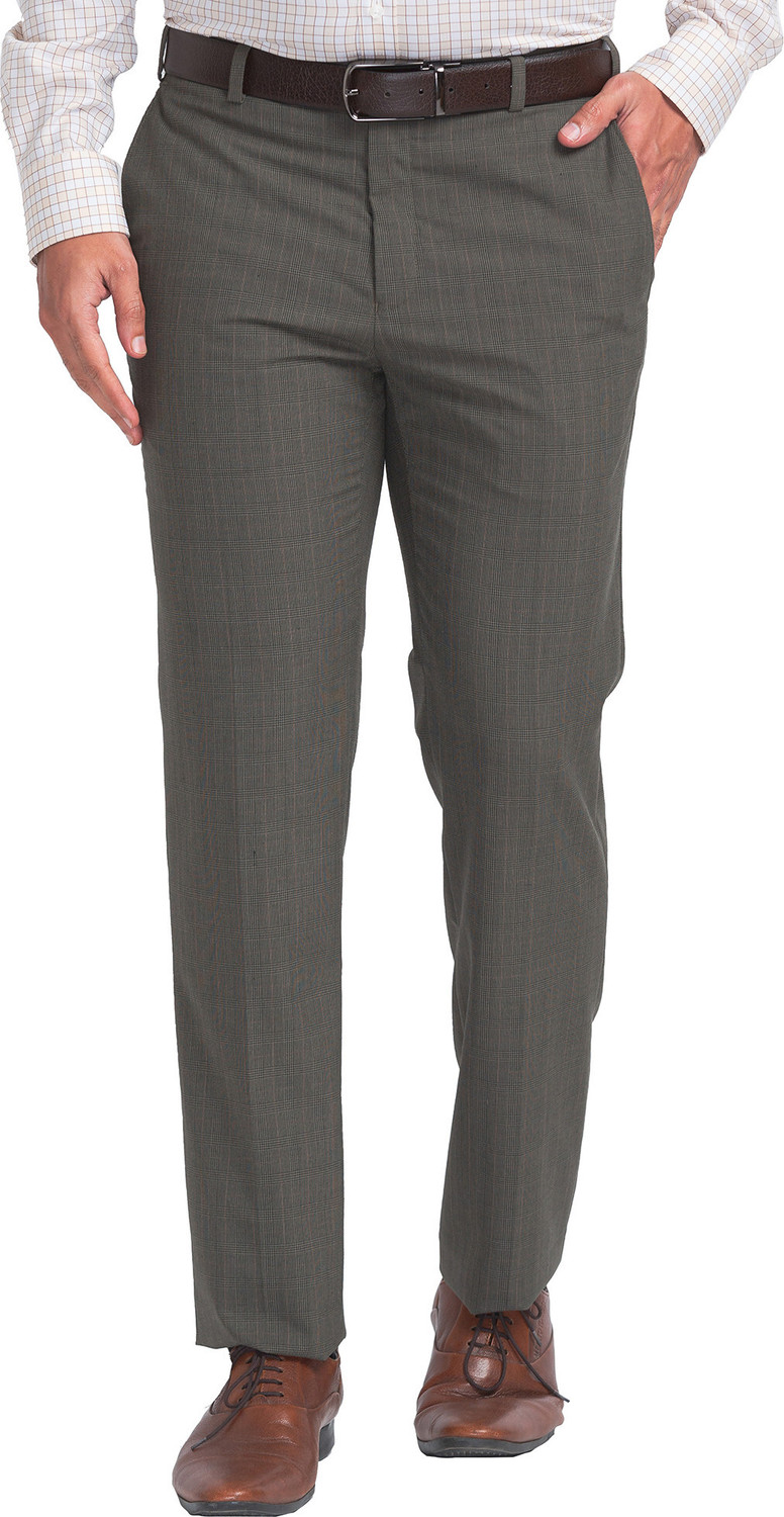 Image of Raymond Regular Fit Men Brown Trousers
