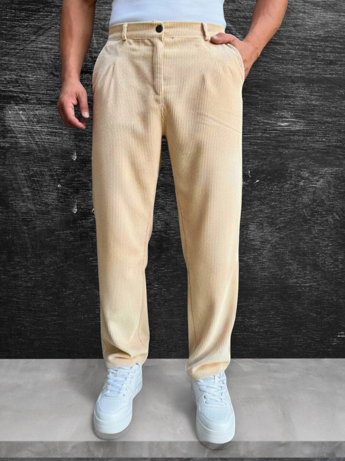 Image of METRONAUT Loose Fit Men Beige Trousers