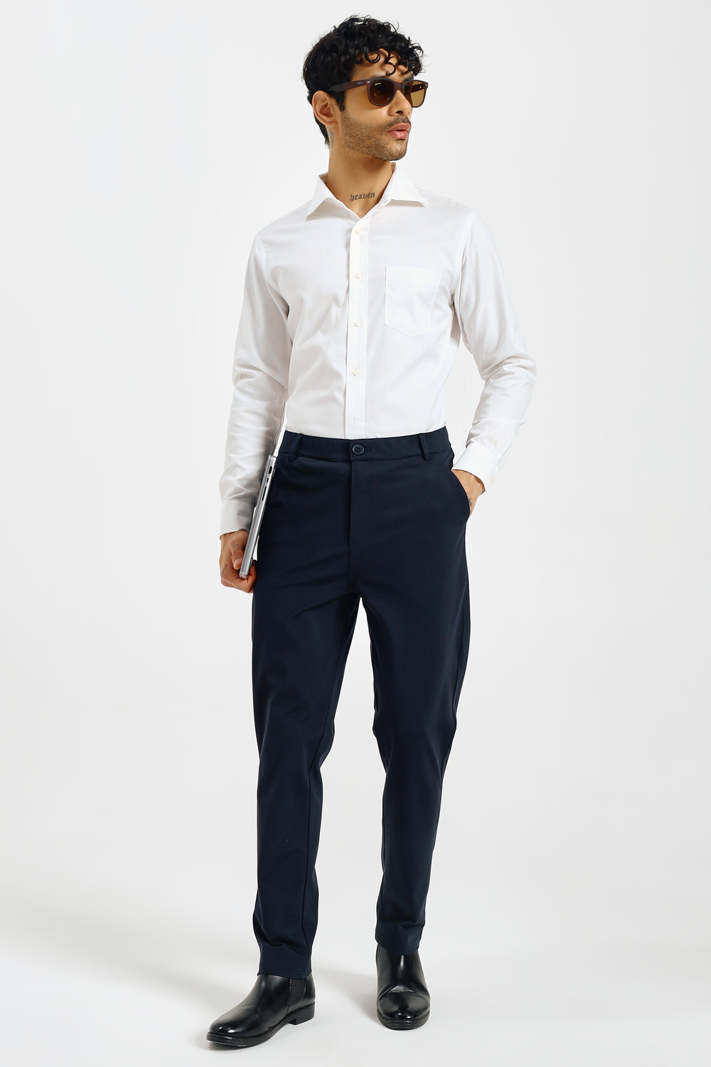 Image of KOR Straight Fit Men Blue Trousers