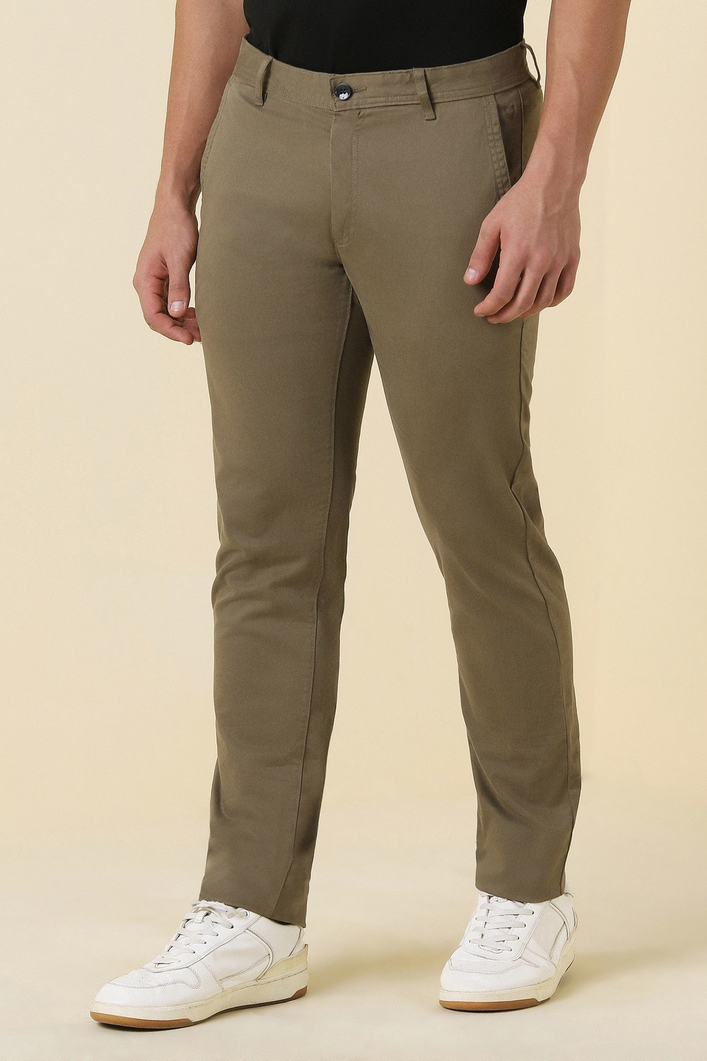 Image of Allen Solly Slim Fit Men Khaki Trousers
