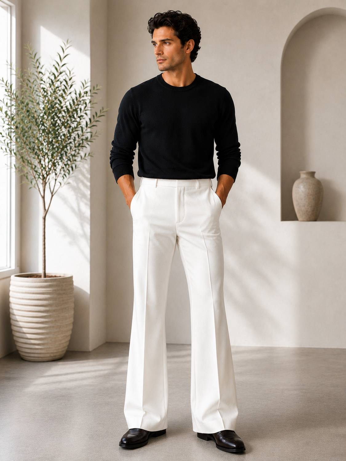 ARAENTERPRISES Flared Men White Trousers