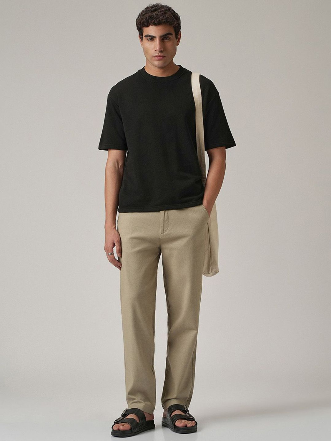 Image of Banana Club Relaxed Men Khaki Trousers