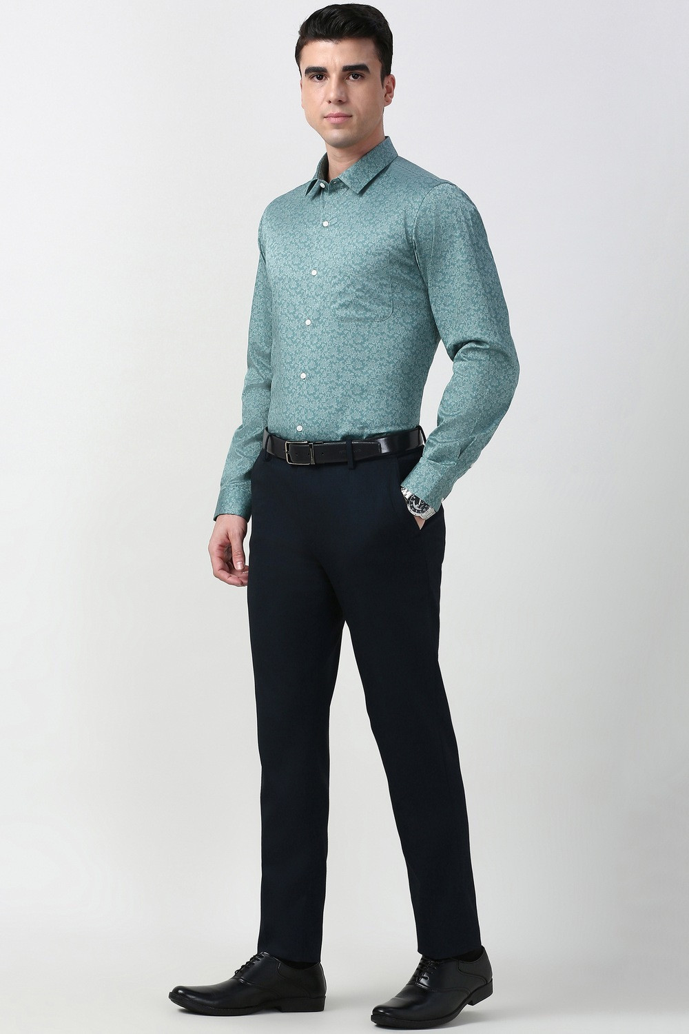 Image of PETER ENGLAND Slim Fit Men Dark Blue Trousers