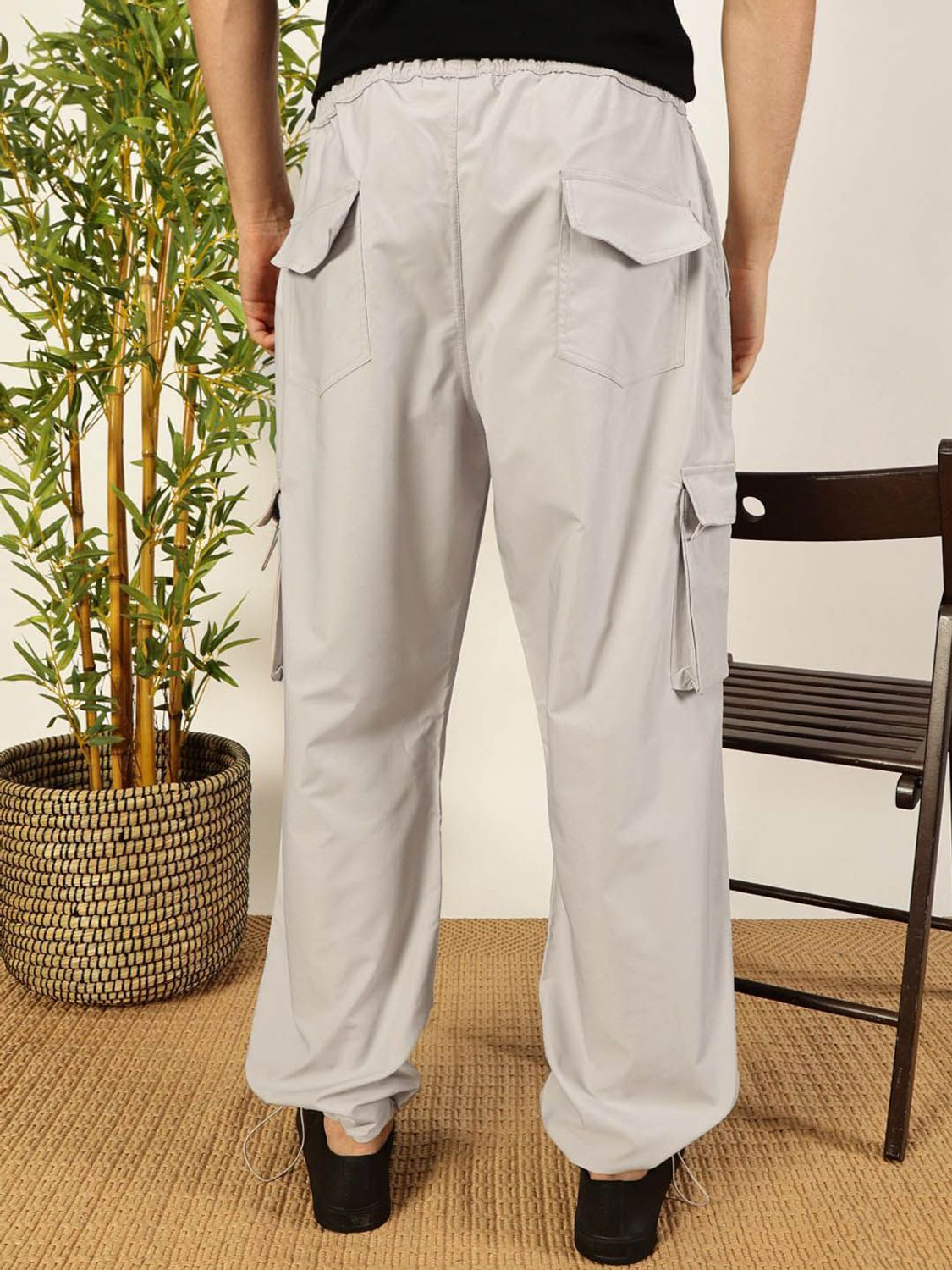 Image of Mast & Harbour Loose Fit Men Grey Trousers