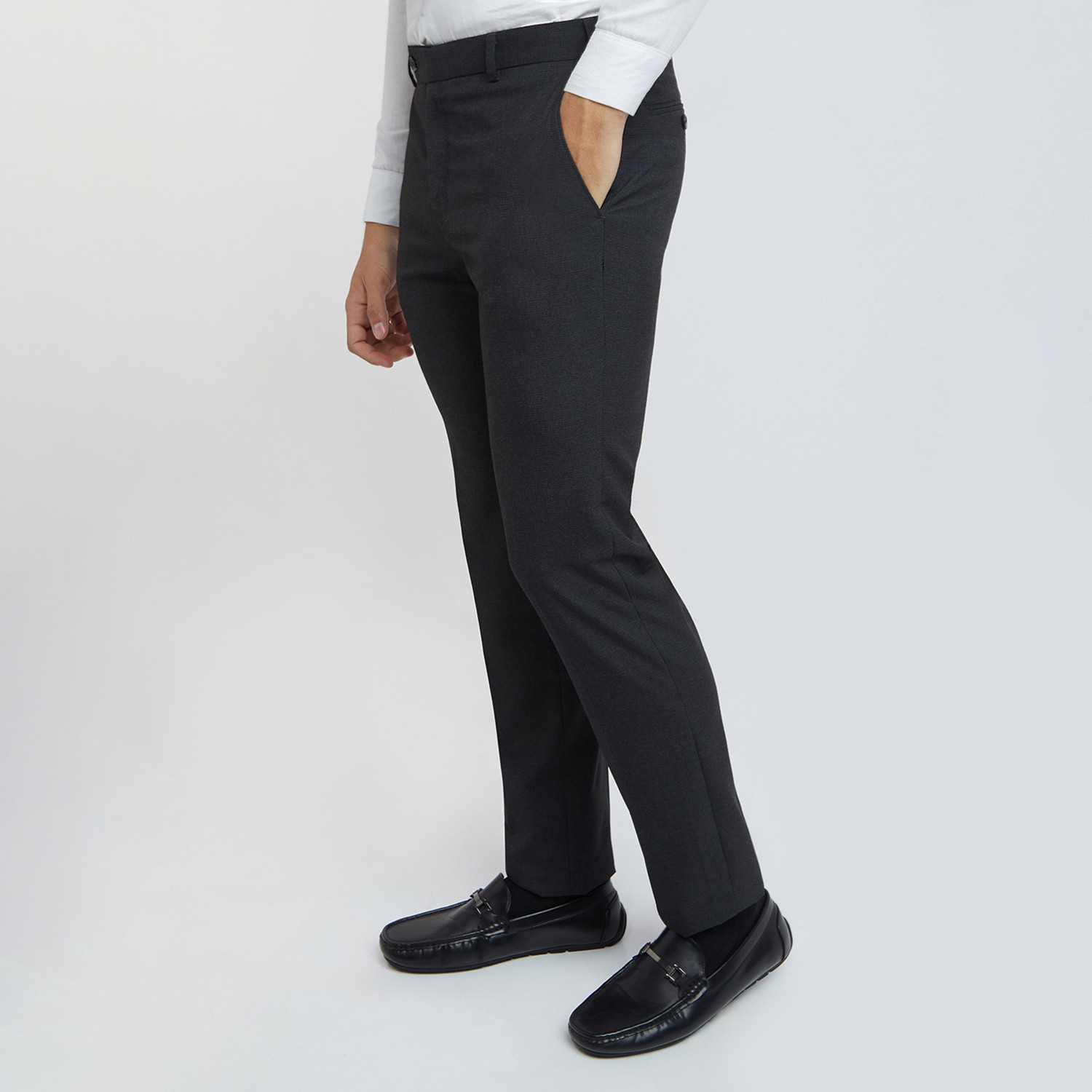 Image of Raymond Slim Fit Men Grey Trousers