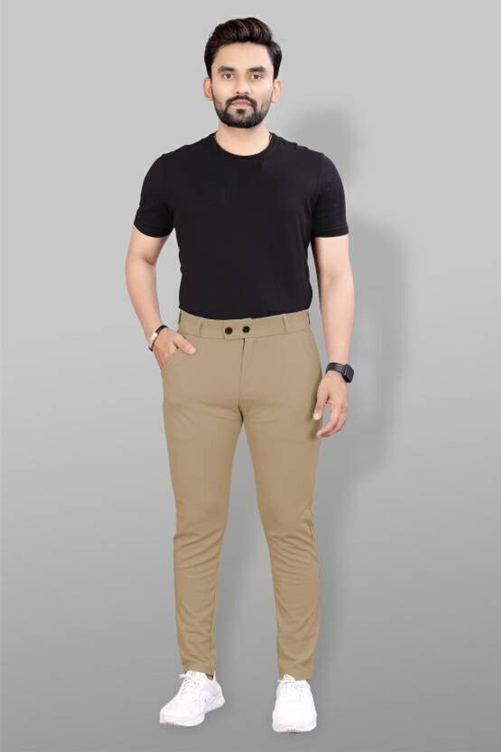 Image of METRONAUT Regular Fit Men Beige Trousers