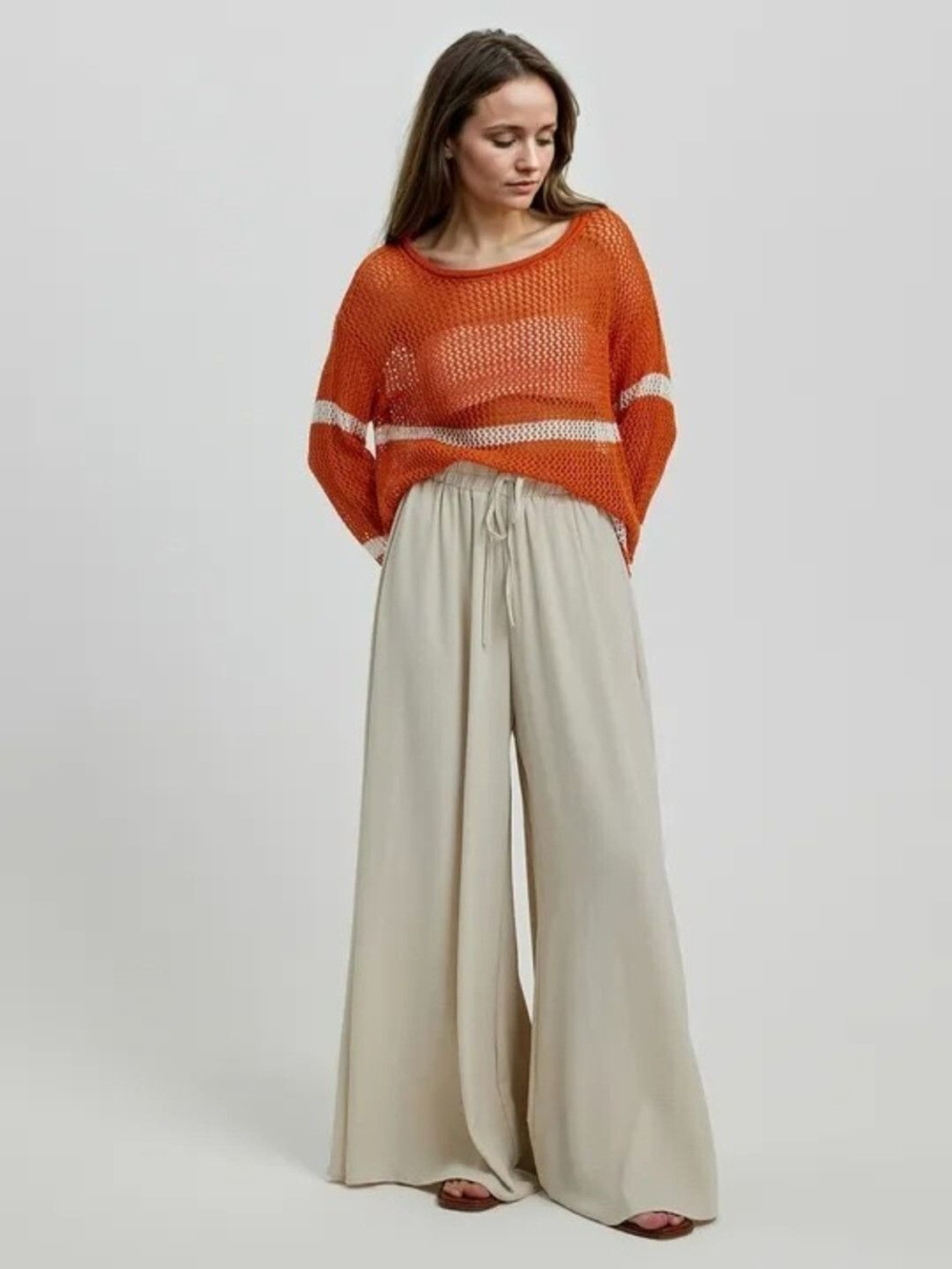 Image of KOTTY Loose Fit Women Beige Trousers