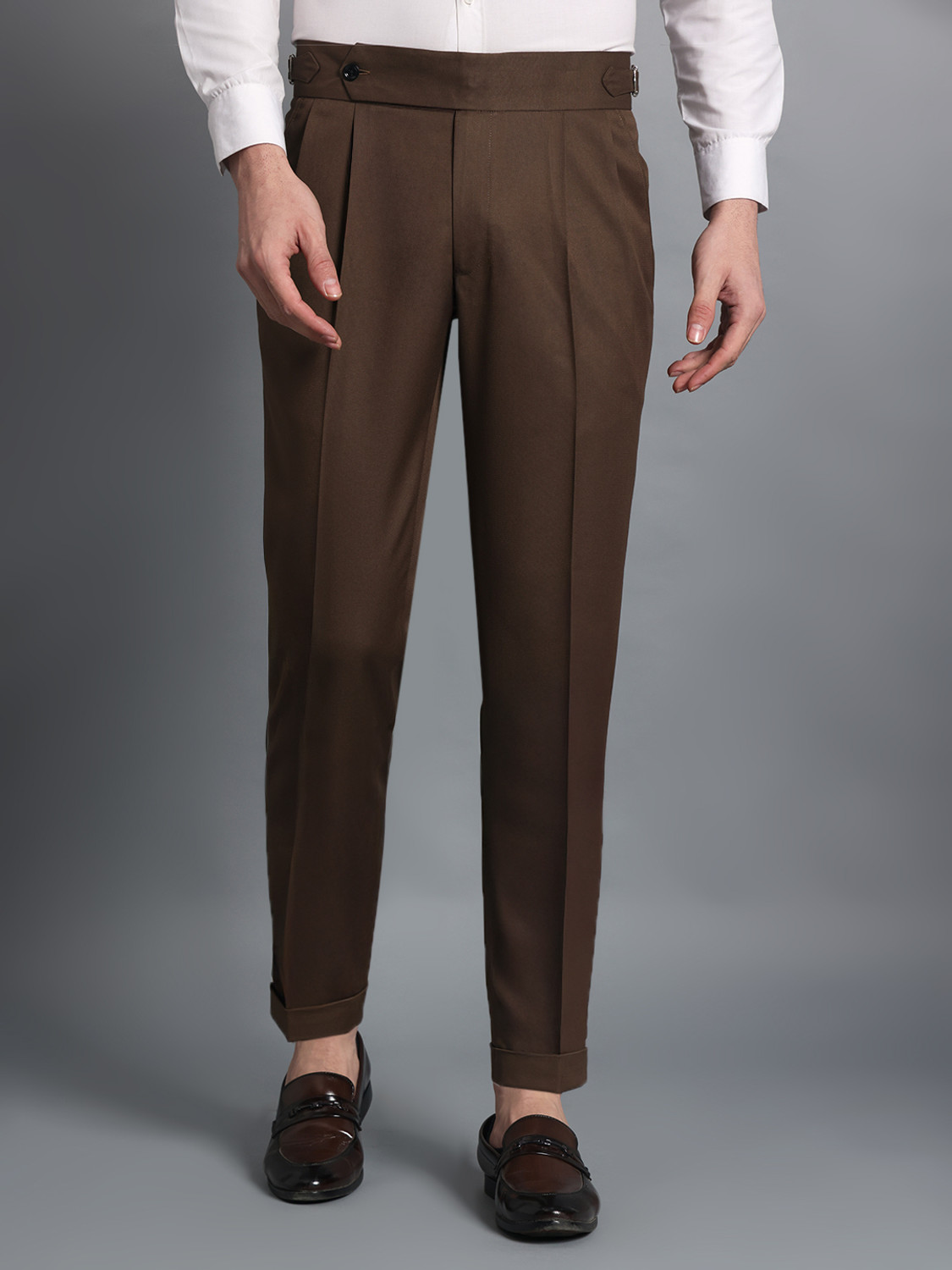 Image of VASTRANU Regular Fit Men Brown Trousers
