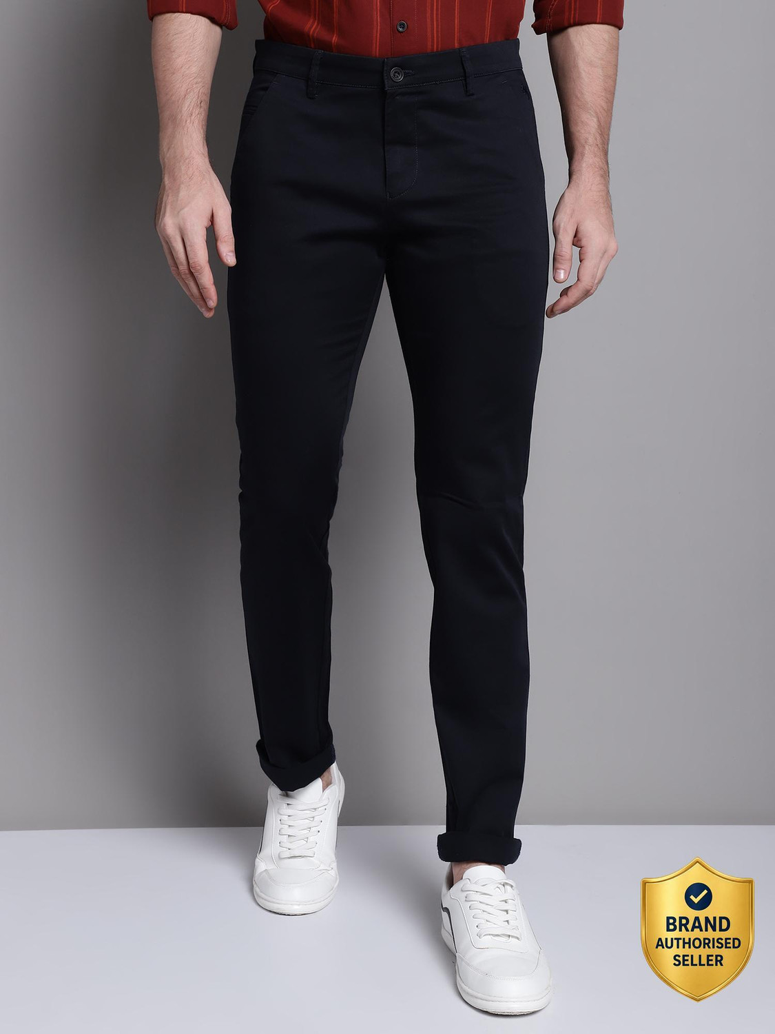 Image of CANTABIL Regular Fit Men Dark Blue Trousers