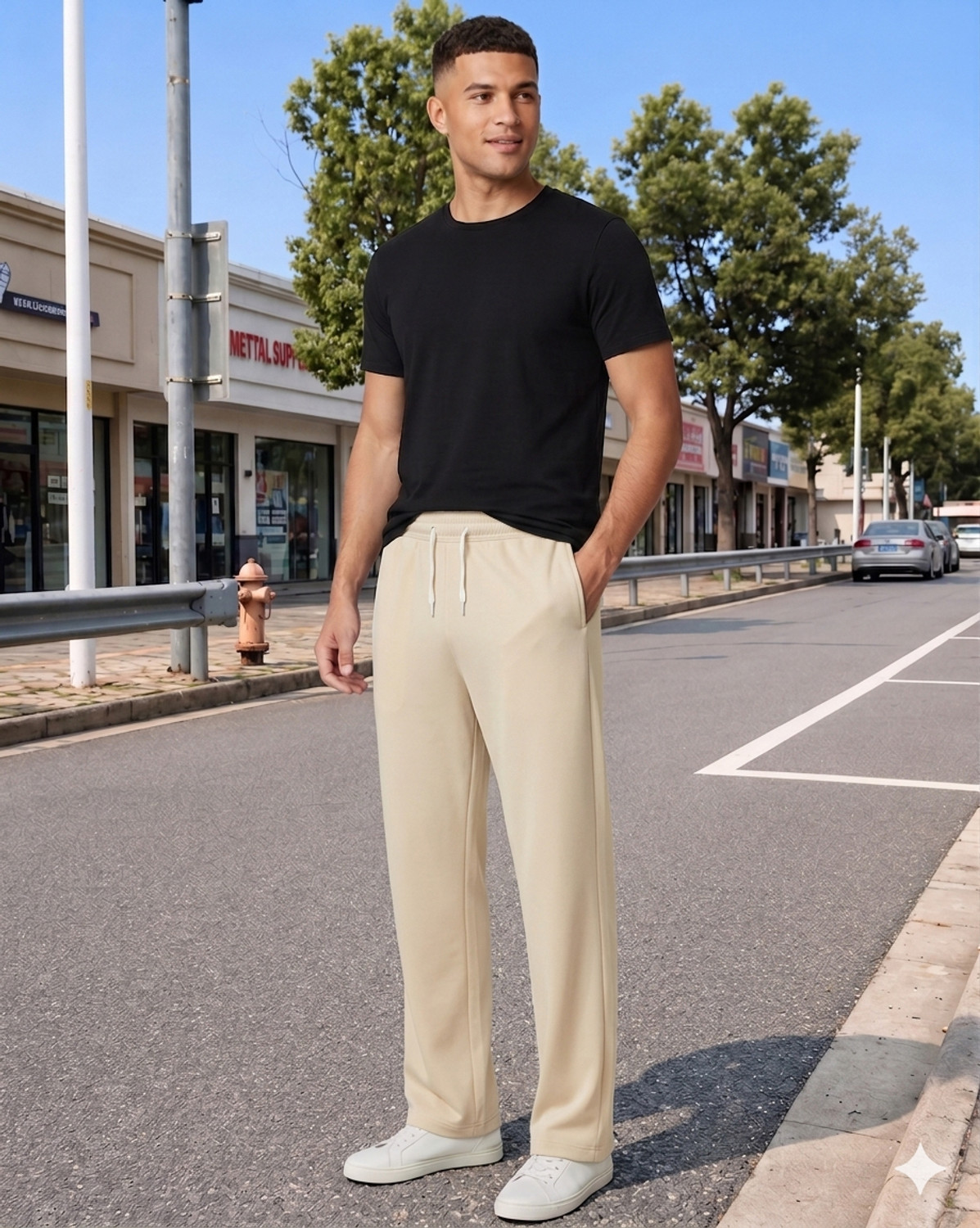 Image of METRONAUT Loose Fit Men Beige Trousers