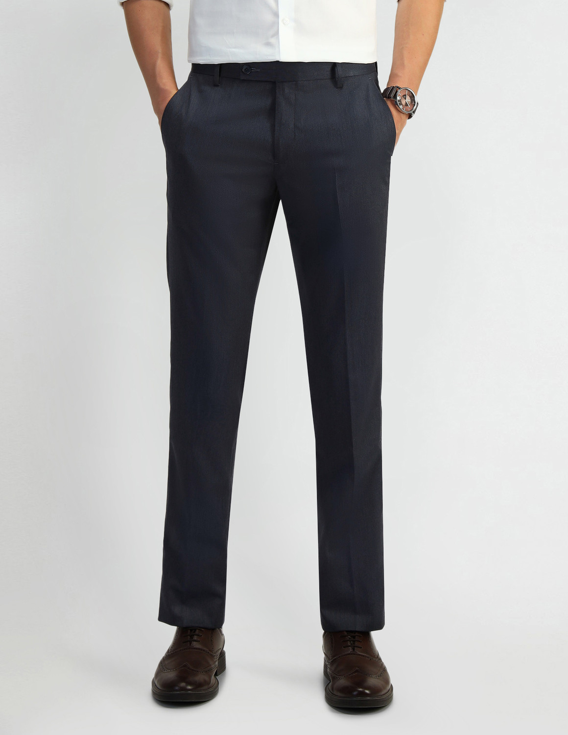 Image of ARROW Tapered Men Blue Trousers