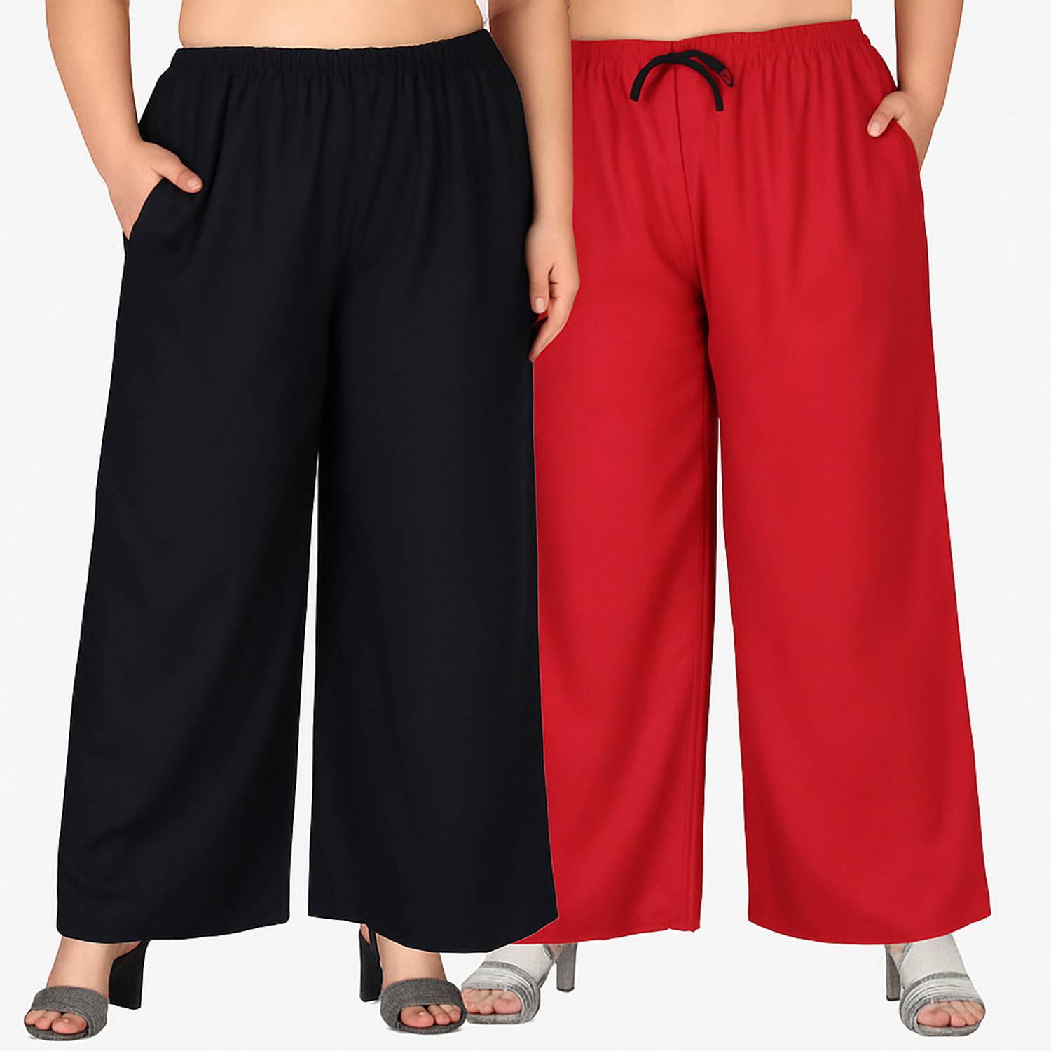 4K FASHION Loose Fit Women Black, Red Trousers