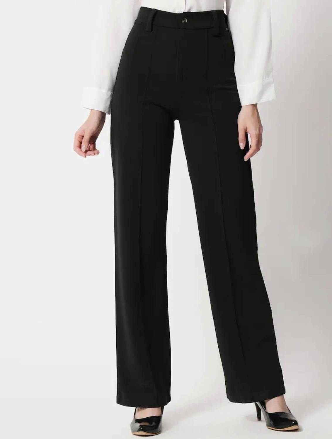 BALKRISHNA Straight Fit Women Black Trousers