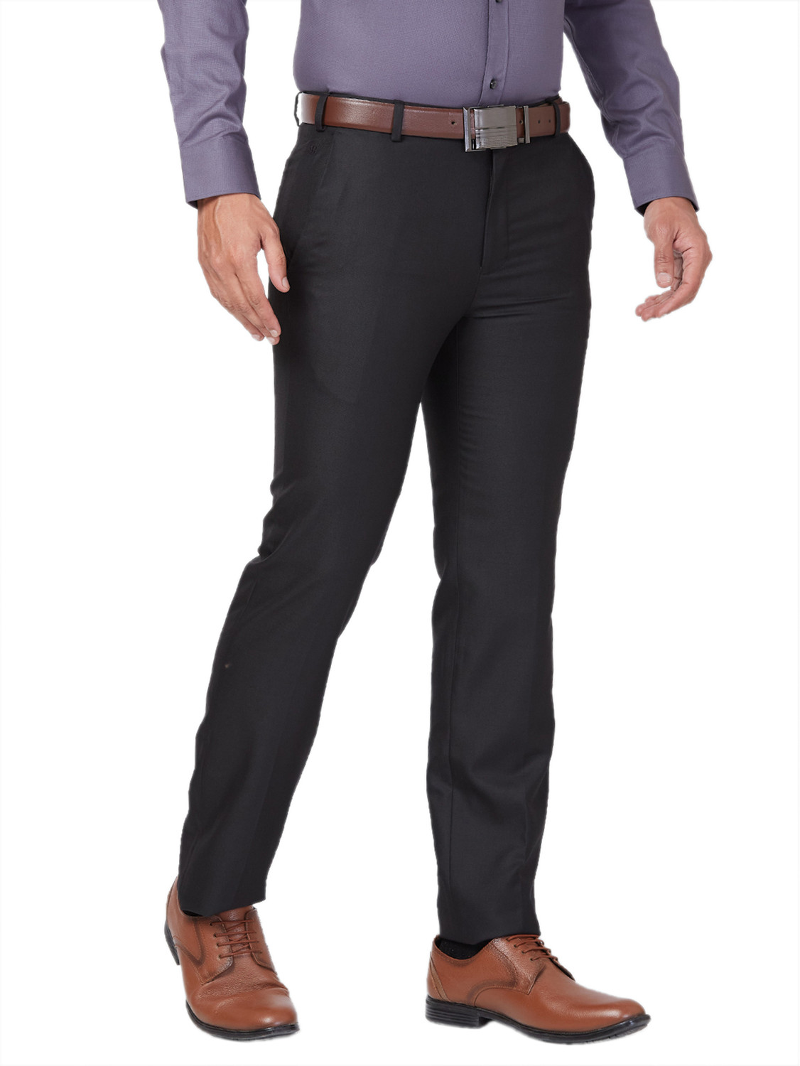 Image of Raymond Slim Fit Men Black Trousers