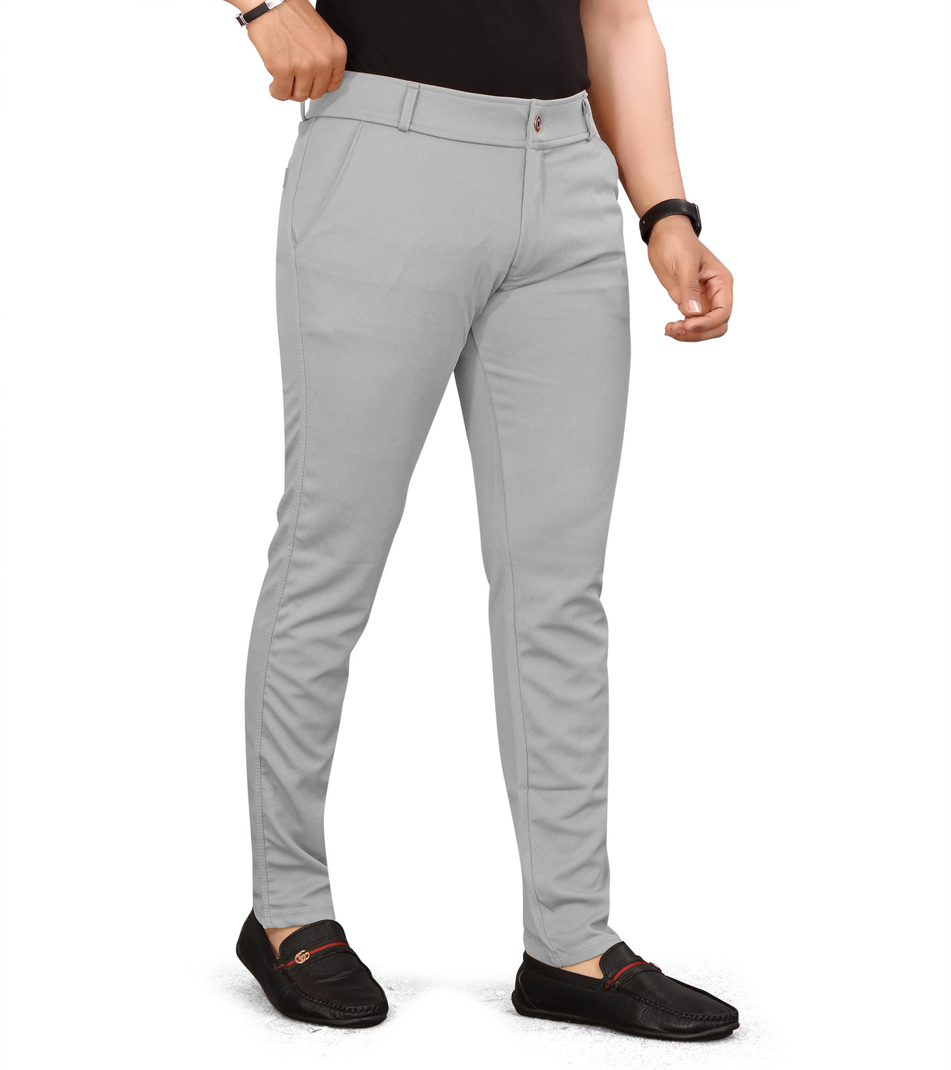 Image of TENIT Slim Fit Men Blue, Silver Trousers