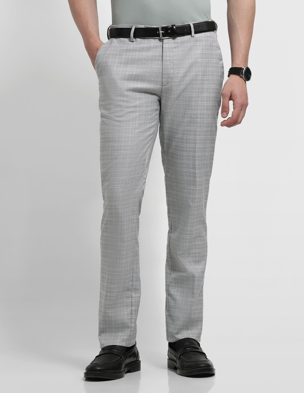 Image of ARROW Tapered Men Grey Trousers