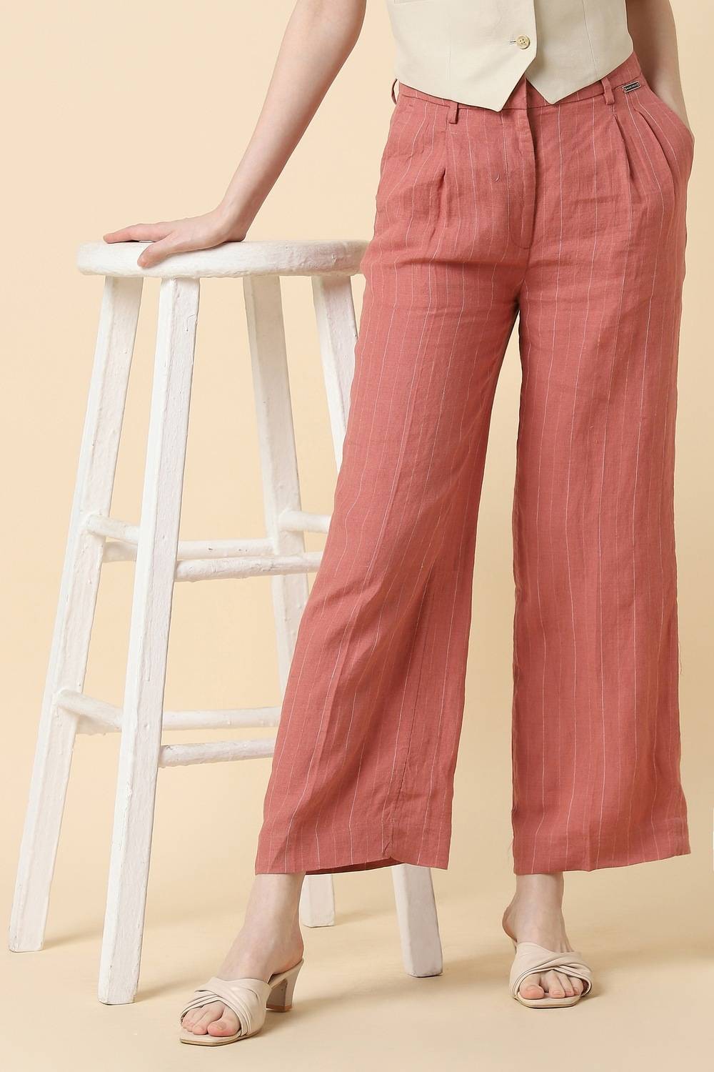 Allen Solly Regular Fit Women Pink Trousers