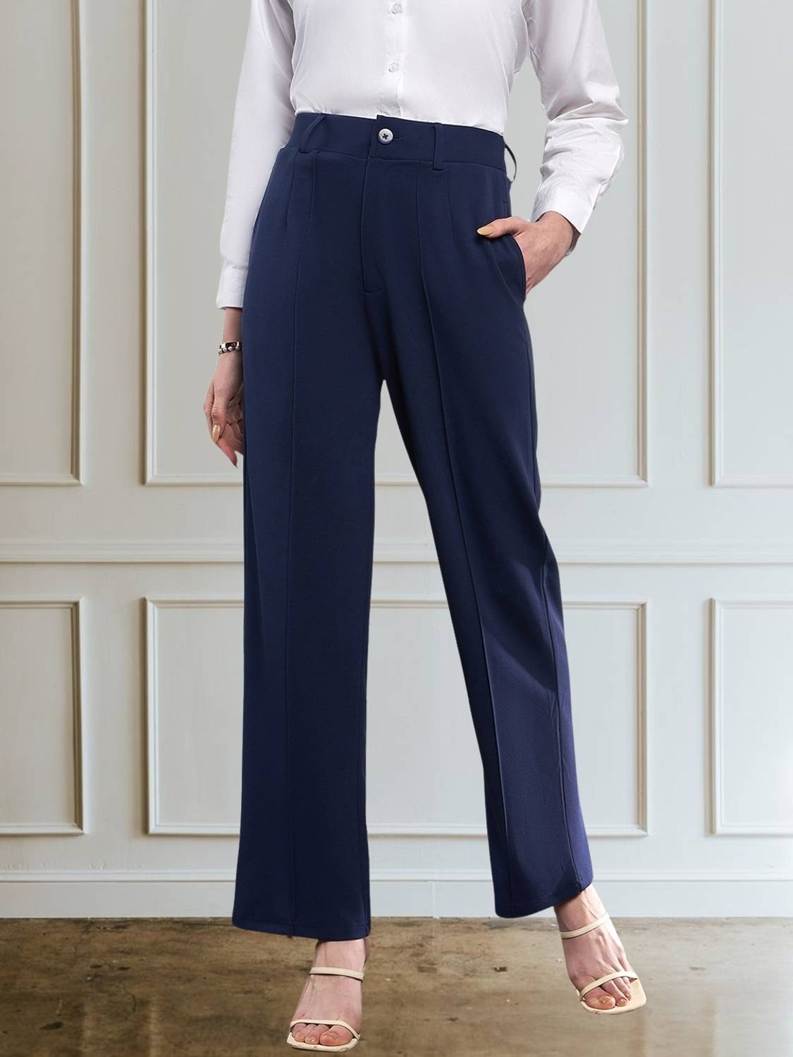 BELSHY Regular Fit Women Blue Trousers