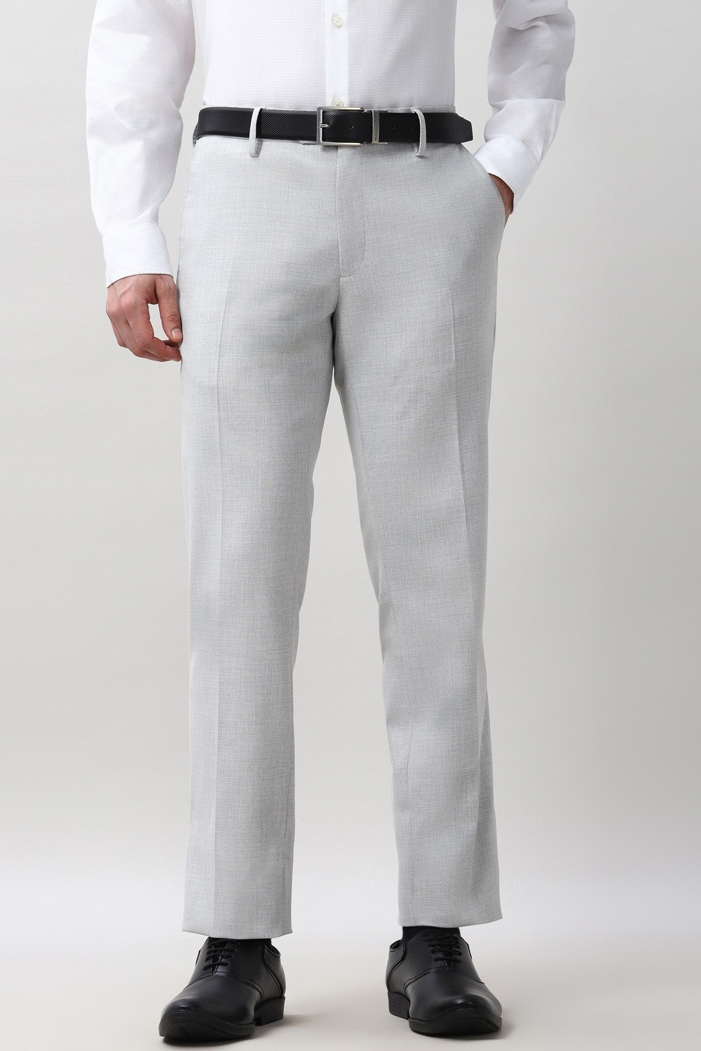 Image of PETER ENGLAND Slim Fit Men Grey Trousers