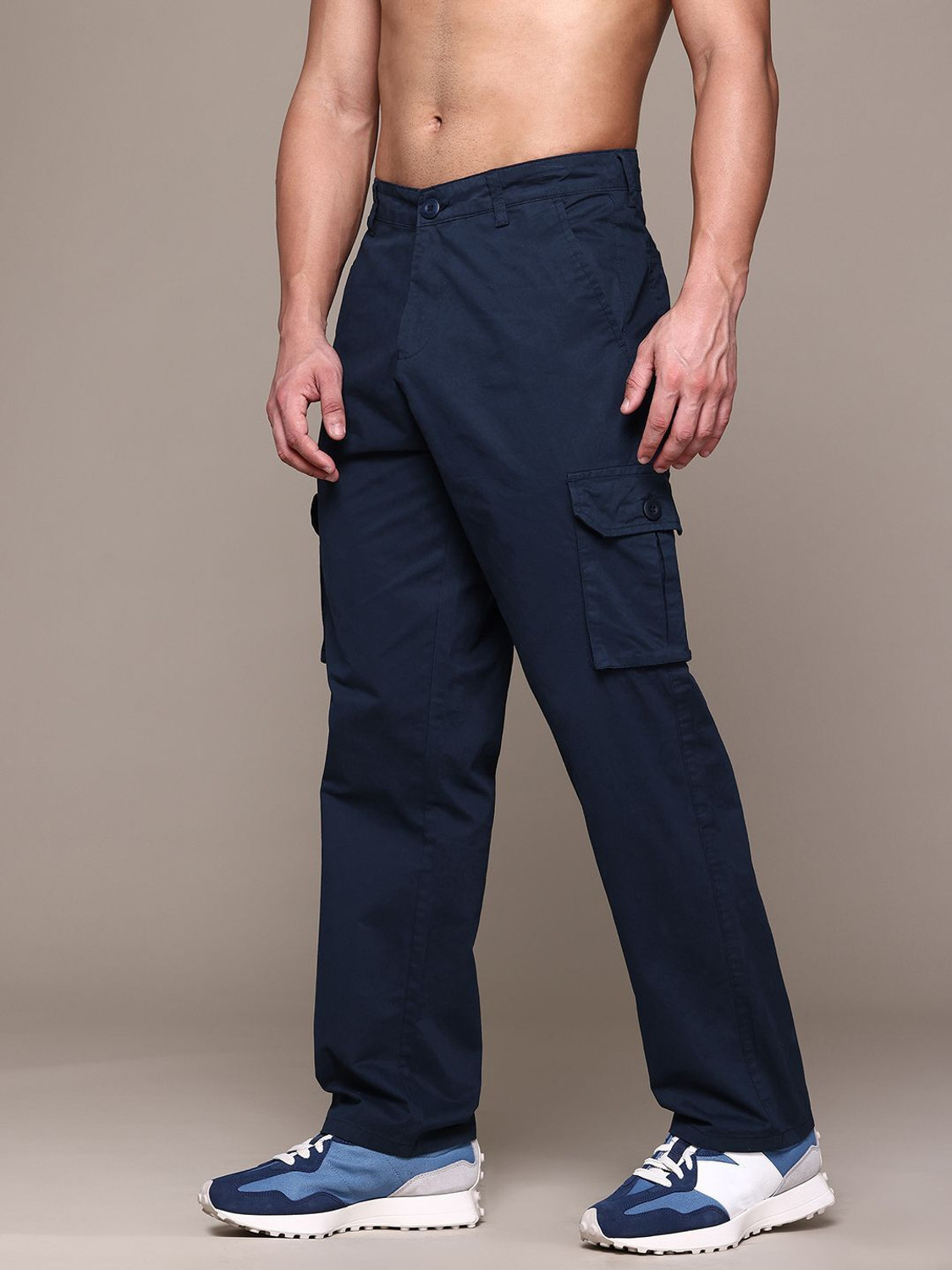 Image of Roadster Straight Fit Men Blue Trousers
