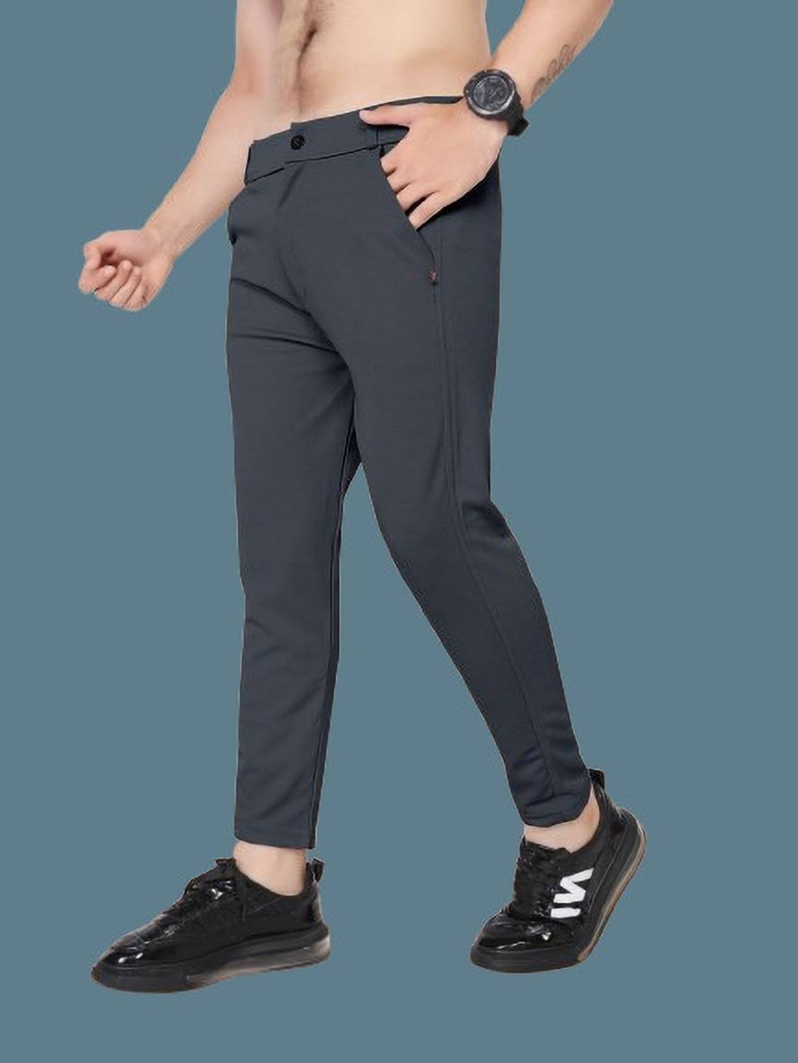 AVYRA Slim Fit Men Grey Trousers