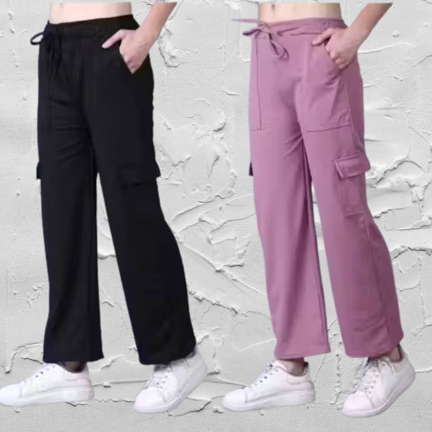 alika clothing Regular Fit Girls Pink, Black Trousers