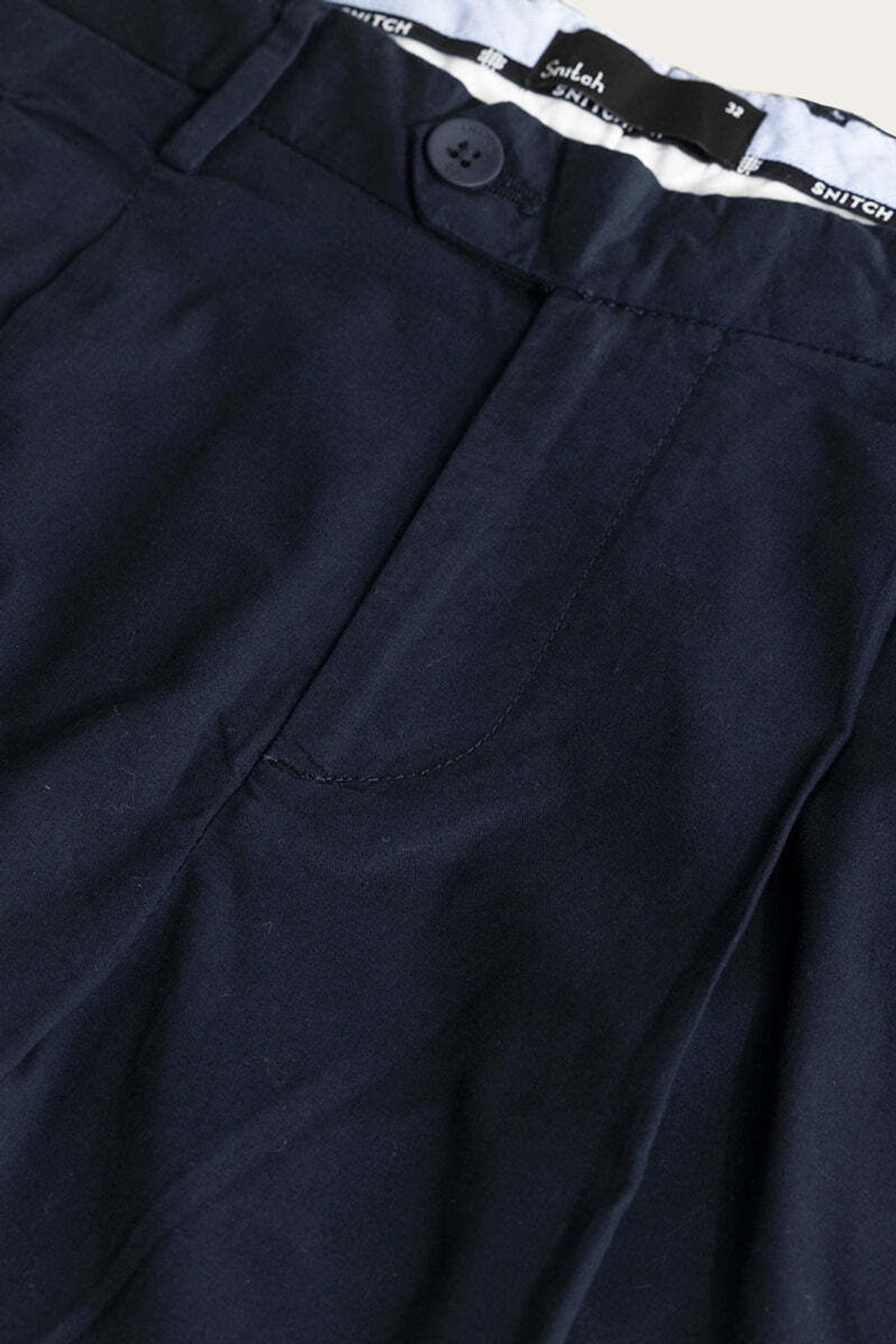 Image of Snitch Slim Fit Men Dark Blue Trousers