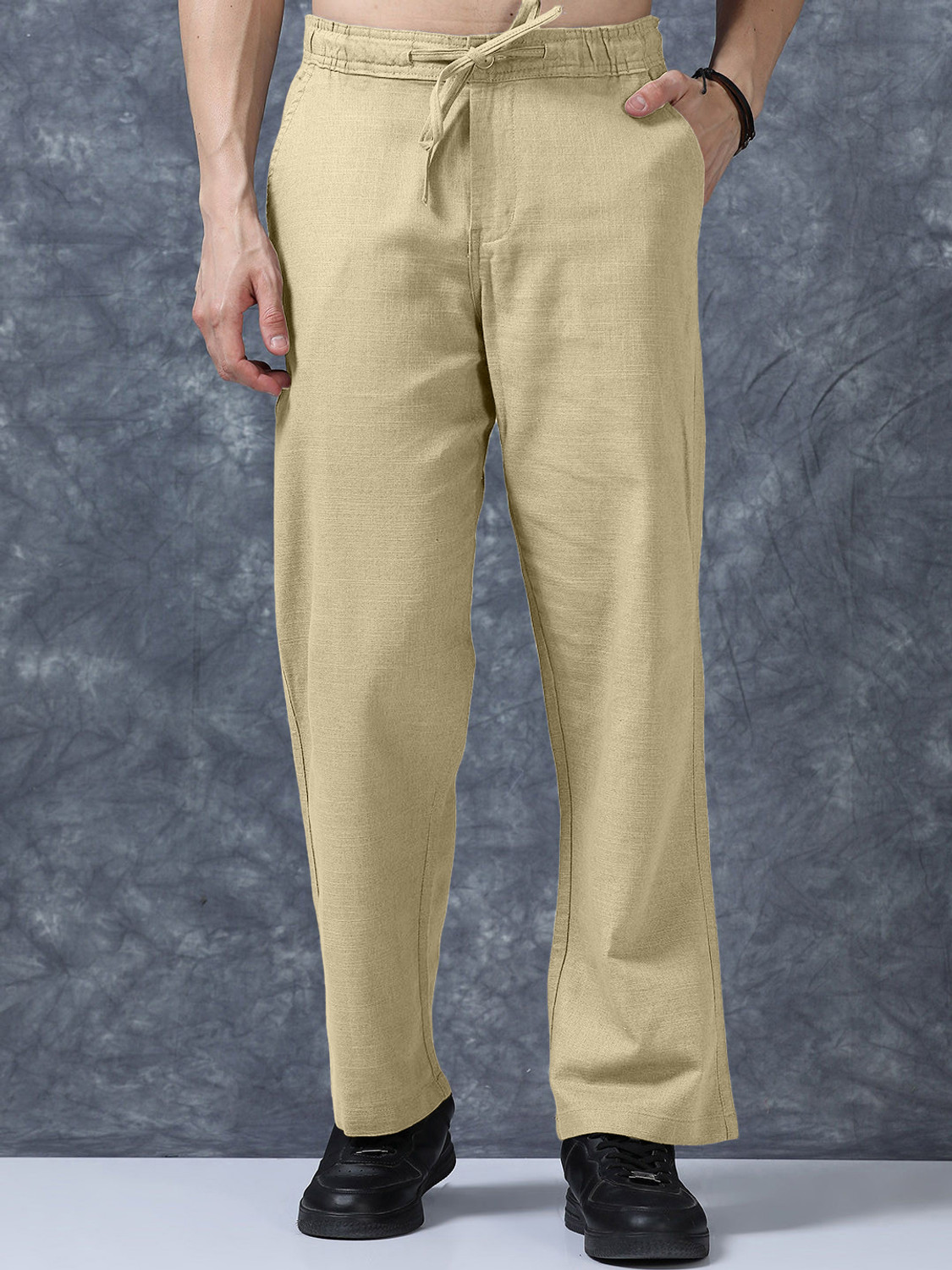 Image of Plus91 Relaxed Men Beige Trousers